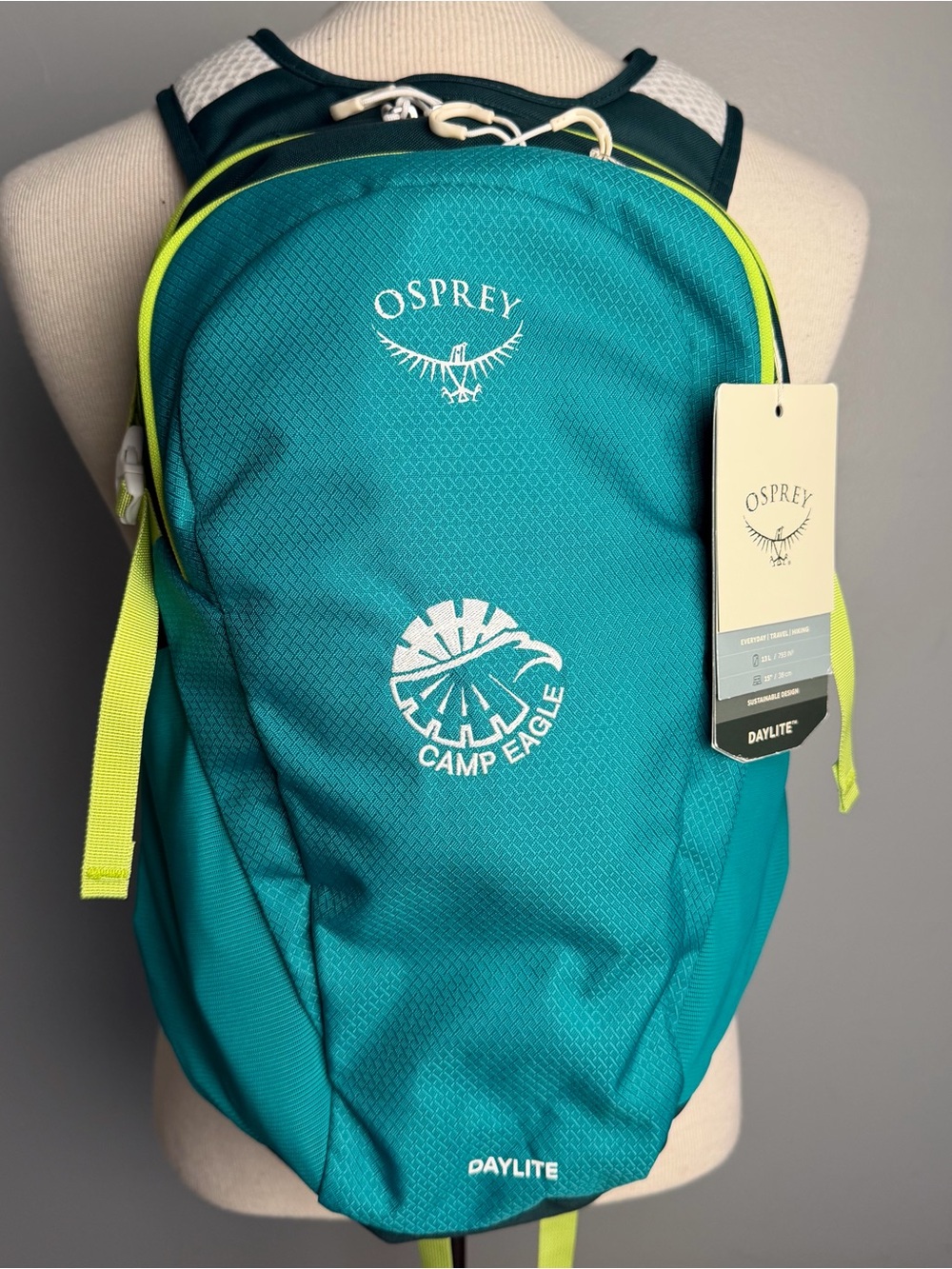 OSPREY Teal and Neon Yellow-Green Daylite Backpack